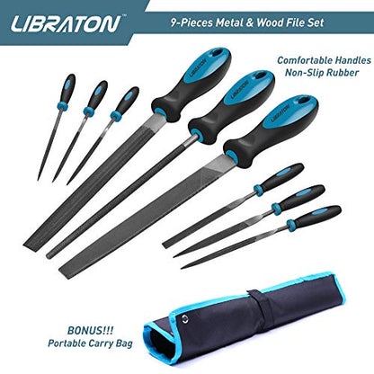 LIBRATON Metal Files 9PCs, File Set for Metal, Needle Files, Files Rasps - style: Metal File-9PCS