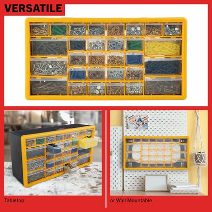Stalwart 30-Drawer Plastic Small Parts Organizer, Yellow