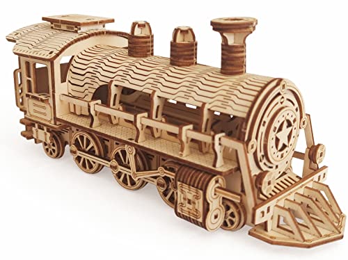 3D Wooden Steam Train Puzzle, DIY Assembly Train Model Kits, Wood Crafts STEM Brain Teaser Puzzle, Steam Train Christmas Birthday Gifts for Adults & Teens - color: Train