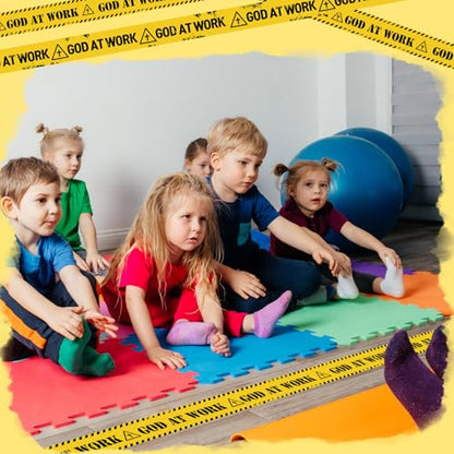 Nuanchu 2 Rolls 3'' x 98 Feet God at Work Caution Tape Party Decorations - style: God at Work Caution