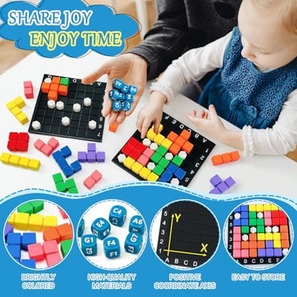 STEM Puzzle Game The Brain Square 2.0 with 10,000,000+ Solutions Pattern Matching Blocks Brain Teaser Toy Roll Dice & Race Your Opponent to Fill Grid for Kids 5+ Back to School Birthday Gift(Hard) - color: Hard_2 Players