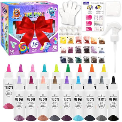 18 Colors Tie Dye Kit, Tie Dye Set for Kids, Pre-Filled Tye Dye Bottles, Non Toxic Permanent Fabric Dye Art Set, Easy DIY Fabric Art - Create Fun - color: 18 COLORS