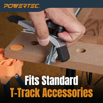 POWERTEC Arachni-Flex 24" x 48" Foldable Workbench Tabletop - Portable Work Surface with Pre-drilled Dog Holes, T-Tracks & Quick-Insert Locks for Arachni Flex Woodworking Collapsible Workstand (72034) - style: Tabletop - Dog Hole/T-track