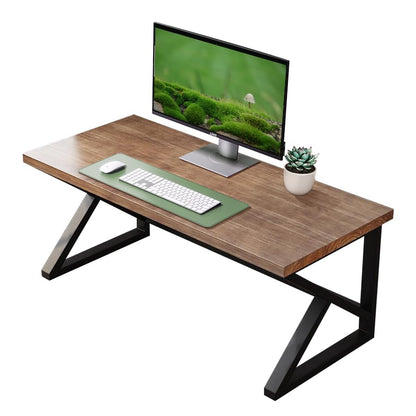 Sihtengxxhongs Solid Wood Desk 55 Inch Home Office Desk, Rustic Wooden Computer Desk with Heavy Duty Metal Frame, Large Writing Study Workstation for Bedroom, Living Room, Home Office - size: S009