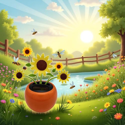 Yellow Solar Powered Dancing Flower, Decoration Gift, Swinging Dancer, No Battery Required, Sunflower Flower Solar Power Kits (Sun Flower)