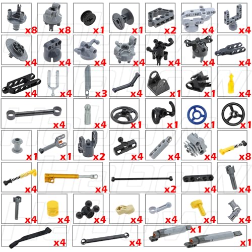 Habow 169pcs Technic Steering and Suspension Parts Kit for MOC Building.