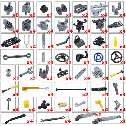 Habow 169pcs Technic Steering and Suspension Parts Kit for MOC Building.