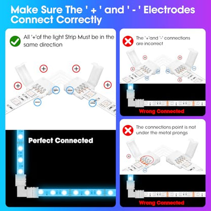 WENHSIN 10Packs 4-Pin L Shape RGB LED Light Strip Connectors 10mm Unwired Gapless Solderless Adapter Terminal Extension - size: 10MM-4PIN-L