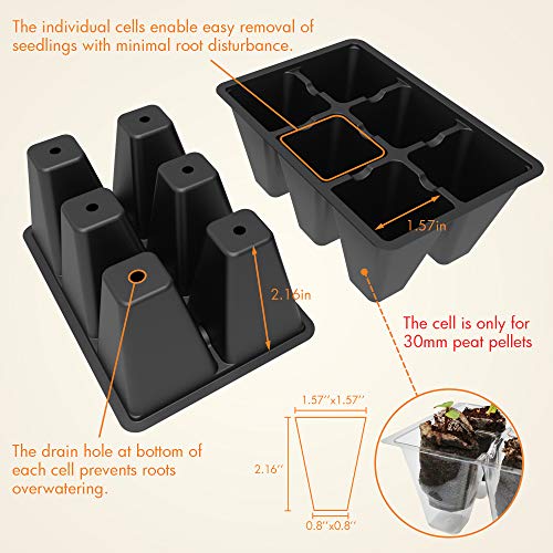 Gardzen 20 Pack Seed Starter Trays with Adjustable Vented Dome 240 Cell - color: Black, size: 20-Pack