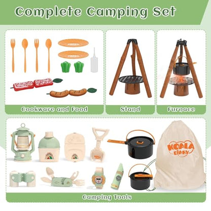 Kids Camping Set,Pretend Play Camping Gear,Ages 3+（26 PCS） - style: Kids Camping Toys Set