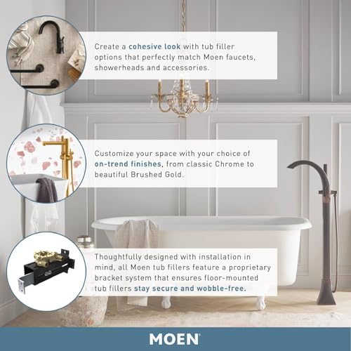 Moen S905 90 Degree One-Handle Freestanding Floor Mount Tub Filler with Handshower, Chrome - color: Chrome