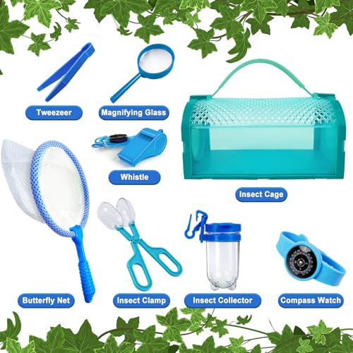 Bug Catcher Kit & Outdoor Explorer Kit for Kids, 10 Pcs Bug Catching Kit - color: Blue