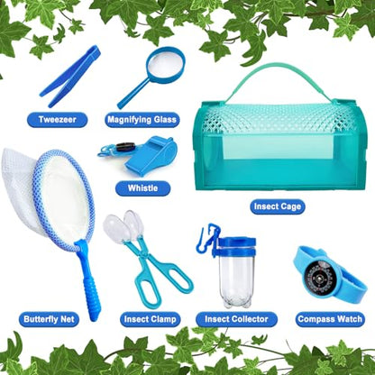 Bug Catcher Kit & Outdoor Explorer Kit for Kids, 10 Pcs Bug Catching Kit - color: Blue