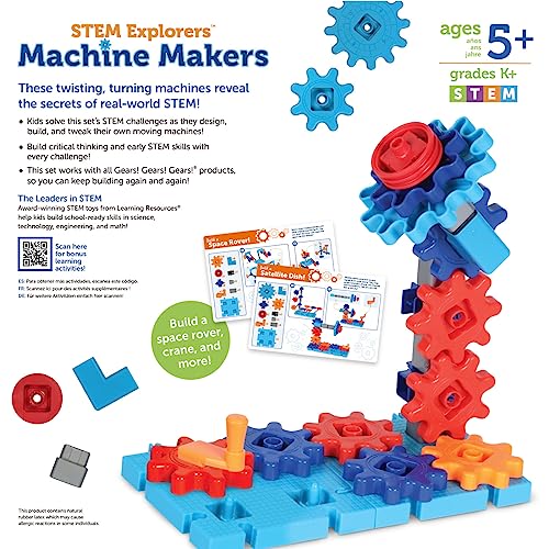 Learning Resources STEM Explorers Machine Makers - 60 Pieces, Ages 5+, Building Montessori Toys, Engineering Activities, Fine Motor Skills