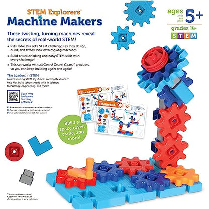 Learning Resources STEM Explorers Machine Makers - 60 Pieces, Ages 5+, Building Montessori Toys, Engineering Activities, Fine Motor Skills