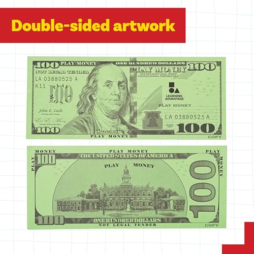 Learning Advantage One Hundred Dollar Play Bills, Set of 50 Paper Bills - style: $100 Bills