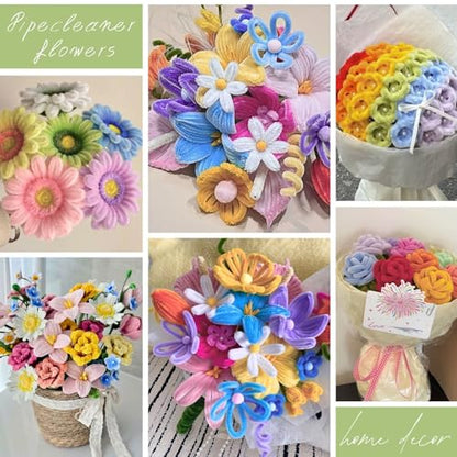 5-Color Macaroon Pipe Cleaner Flower Kit,300 Pcs Pipe Cleaners Craft - color: Macaroon