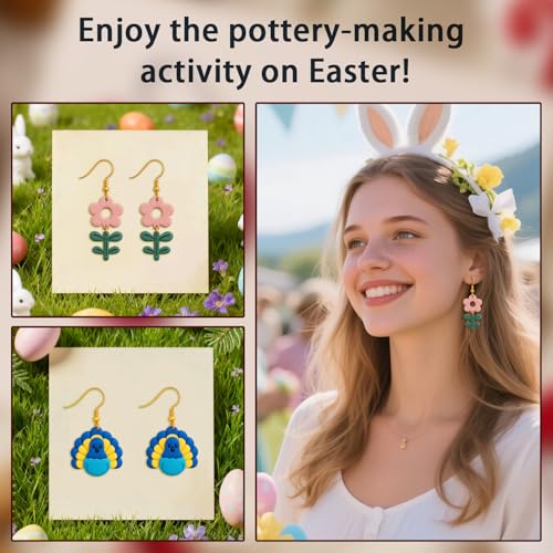 Easter Farm Animal Polymer Clay Cutters - 8Pcs Cute Farm & Nature Clay Earring Cutters, Clay Cutter for Polymer Clay Jewelry Making, DIY Animal Earrings, Spring Crafts for Women - color: Rabbit 2026