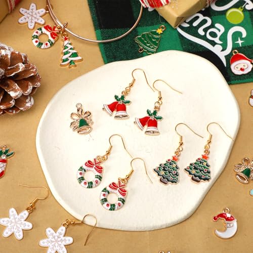SANNIX 110Pcs 55 Pairs Christmas Charms Gold Enamel Jewelry Charms Bulk - style: Christmas Charms-55 Pairs