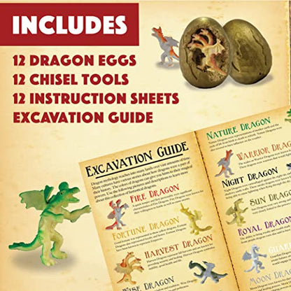 MindWare Dig It Up! Discoveries Dragon Eggs Dig Kit - Includes 12 Dragon Eggs with Toys Inside, Chisel Tools, Instruction Sheets & Excavation Guidebook