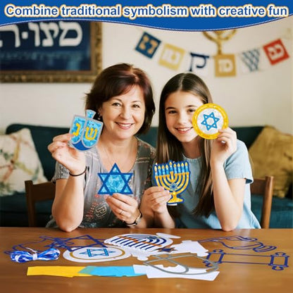 Feifeiya 24 Sets Hanukkah Suncatcher Crafts, Tissue Paper Crafts, Hanukkah - style: Hanukkah