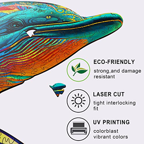 Mys Aurora Wooden Puzzles, Dolphin Jigsaw Puzzles 500 Pieces - color: Dolphin, size: 500 Pieces
