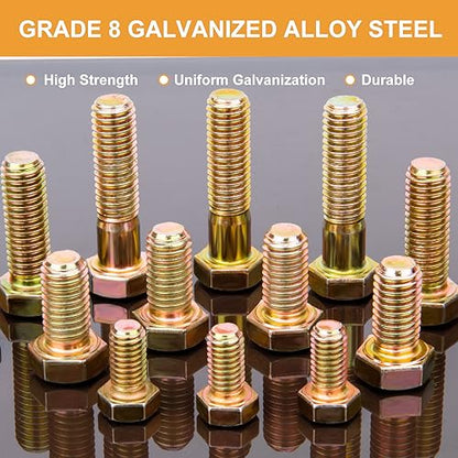 626PCS Assorted Nuts and Bolt Assortment Kit, SAE Grade 8 Heavy Duty Bolts and Nuts Kit, Including 1/4-20 5/16-18 3/8-16 1/2-13 SAE Sizes - size: 626PCS SAE (1/4-20, 5/16-18, 3/8-16, 1/2-13)