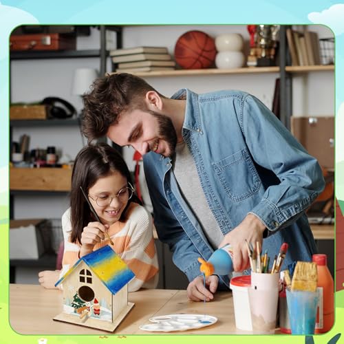6 Pack Wooden DIY Birdhouse Kit for Kids Adults, Thickened Double-Layer Wood with Screwdrivers, Nails, Ropes, Easy Build & Paint Arts and Crafts Set for Backyard Garden Bird Watching - style: 6 Pack