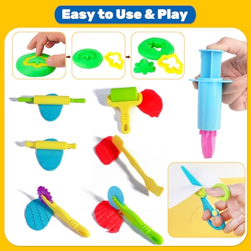 Dough Tools for Kids, 24 Pieces Dough Play Tools Set with Rolling Pins,Cutters,Dough Extruders,Scissor - style: 24 pcs