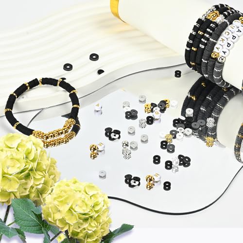 3079pcs 6mm Black Gradient Polymer Clay Round Loose Beads for Bracelets Making