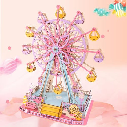 Ferris Wheel 3D Wooden Assembly Puzzle Building Model Kit for Adults - color: 008