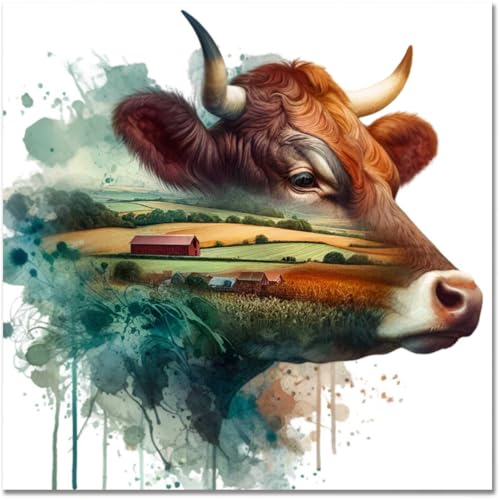 Tiwabb Diamond Art Kits for Adults - Highland Cattle Diamond Painting Kits - color: Highland Cattle Farm