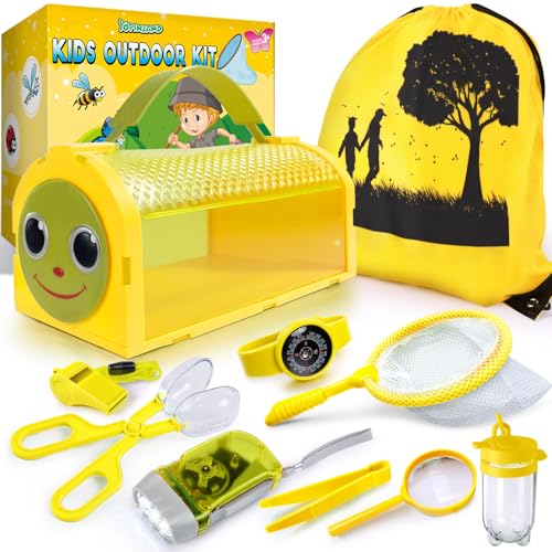 Bug Catcher Kit & Outdoor Explorer Kit for Kids, 10 Pcs Bug Catching Kit - color: Yellow