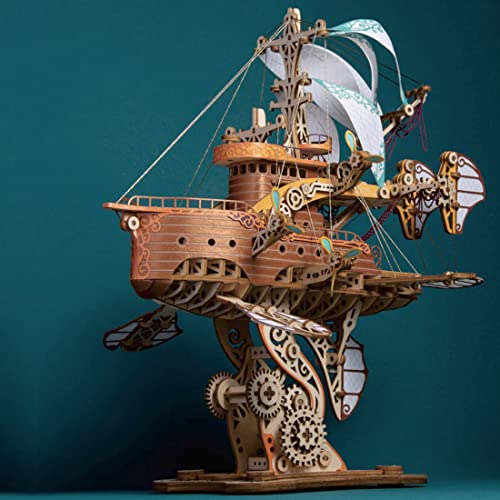 3D Wooden Puzzles for Adults, DIY Fantasy Spaceship Wooden Puzzle Model Building Kits, 420pcs 3D Puzzles Model Educational Brain Teaser DIY Crafts Kits Hobby Gifts Home Decor