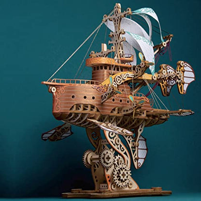 3D Wooden Puzzles for Adults, DIY Fantasy Spaceship Wooden Puzzle Model Building Kits, 420pcs 3D Puzzles Model Educational Brain Teaser DIY Crafts Kits Hobby Gifts Home Decor
