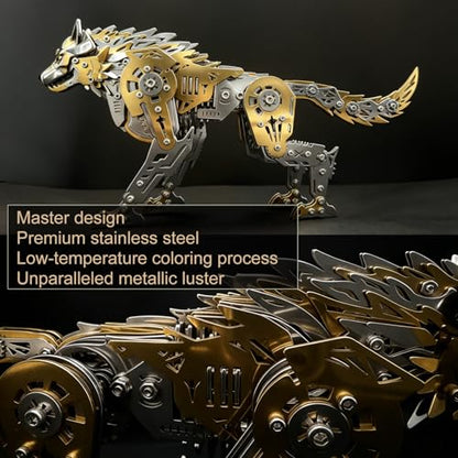3D Metal Puzzle for Adults,Mechanical Animal Wolf Puzzle Building Set，3D Metal Model Kits, Brain Teaser Puzzles DIY Assembling for Stress Relief - A Collectible Gift for a man and boy - color: Gold
