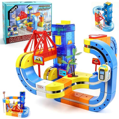 Magnetic Train Track Set, Electric Magnetic Train for Kids 3 4 5 6 7 8 Years Old, 3D STEM Educational Toy to Spark Imagination, Perfect Christmas Birthday Gift