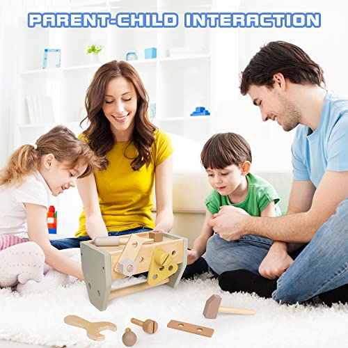 Montessori Wooden Tools Kit Toddler Educational Toy Set - color: Yellow