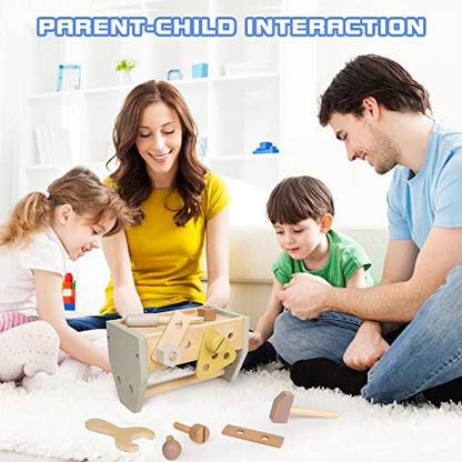 Montessori Wooden Tools Kit Toddler Educational Toy Set - color: Yellow