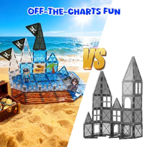 Bmag Magnetic Tiles for Kids,32 PCS Pirate Set with 3D Magnet Building Blocks, STEM Educational Toys for Preschool Learning, Gift for Boys & Girls Age 3 4 5+ - size: 32Pcs