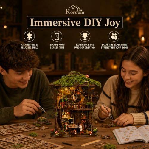 Roroom DIY Miniature House Kit, Woodland Treehouse Dollhouse Kit - color: Forest Tea Book Club