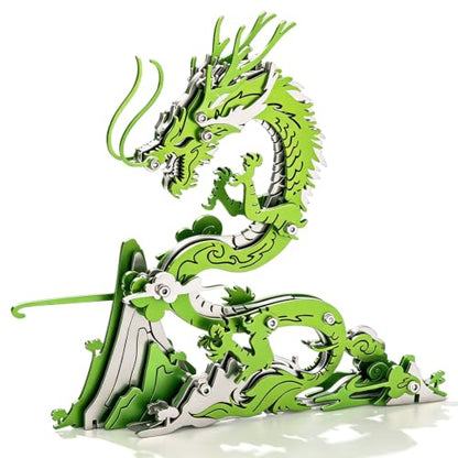 3D Metal Puzzle Mechanical Model Kit Cyan Dragon Stainless Steel - color: A8-cyan Dragon
