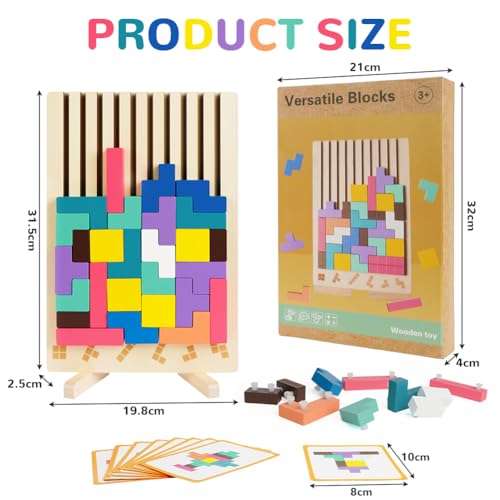 Ainiv Wooden Stacking Puzzle Toy, 3D Russian Block Puzzle