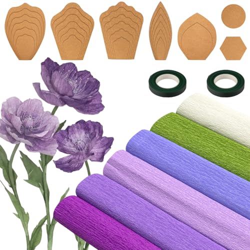 6 Colors Crepe Paper Kit 17 x 98 Inch, Purple and Green Series - color: Purple and Green Series