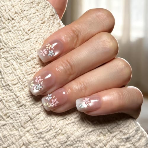 6 Packs (144 Pcs) | Reusable Press on Nails | cute nails | 6-Style Bundle | 12 Sizes | Each Style 24 Pcs | Blush Pink Bow Cat Eye - color: Blush Pink Bow Cat Eye