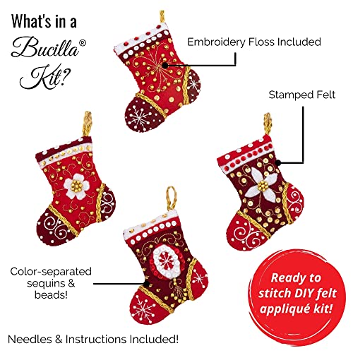 Bucilla Felt Applique 6 Piece Ornament Making Kit, Holiday Favorites, Perfect for DIY Arts and Crafts, 89577E