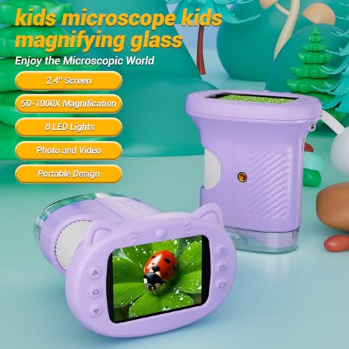 1000X Handheld Digital Microscope for Kids Explorer STEM Toys & Gifts - color: Purple
