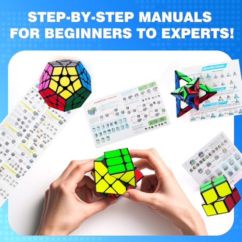 AuntyFey Speed Cube Set 5 Pack, 2x2 3x3 4x4 Megaminx Pyramid, Kids & Adults - style: 5 Pack