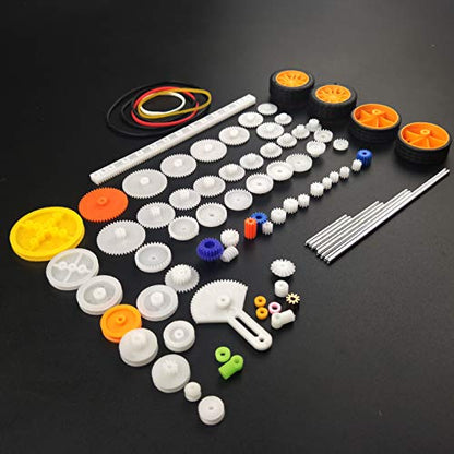 EUDAX 82 pcs Plastic Gear Package Kit - DIY Gear Assortment Accessories Set for Toy Motor Car Robot Various Axle Belt Bushings (Pack of 3) - size: Small (Pack of 3)