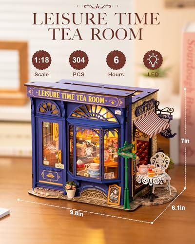 Rolife Tea Room DIY Miniature Dollhouse Kit Creative Gift for Adults - color: Leisure Time Tea Room